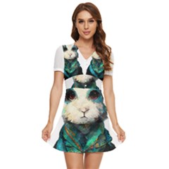 Rabbit T-shirtrabbit Watercolor Painting #rabbit T-shirt (1) V-neck High Waist Chiffon Mini Dress by EnriqueJohnson