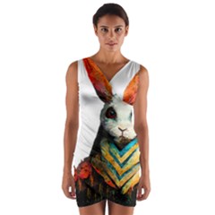 Rabbit T-shirtrabbit Watercolor Painting #rabbit T-shirt (2) Wrap Front Bodycon Dress by EnriqueJohnson