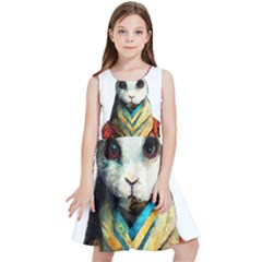 Rabbit T-shirtrabbit Watercolor Painting #rabbit T-shirt (2) Kids  Skater Dress by EnriqueJohnson