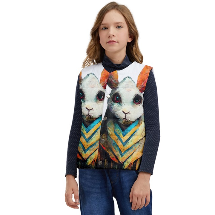 Rabbit T-shirtrabbit Watercolor Painting #rabbit T-shirt (2) Kid s Button Up Puffer Vest	