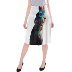 Rabbit T-shirtrabbit Watercolor Painting #rabbit T-shirt (3) Midi Beach Skirt by EnriqueJohnson