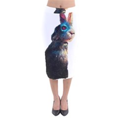 Rabbit T-shirtrabbit Watercolor Painting #rabbit T-shirt (3) Velvet Midi Pencil Skirt by EnriqueJohnson