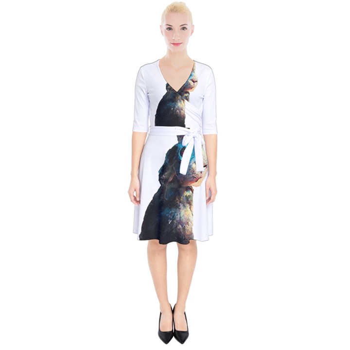 Rabbit T-shirtrabbit Watercolor Painting #rabbit T-shirt (3) Wrap Up Cocktail Dress