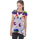 Gay Pride T- Shirt Gay Pride Kawaii Cat Strawberry Milk Rainbow Flag T- Shirt Cap Sleeve High Low Top View1