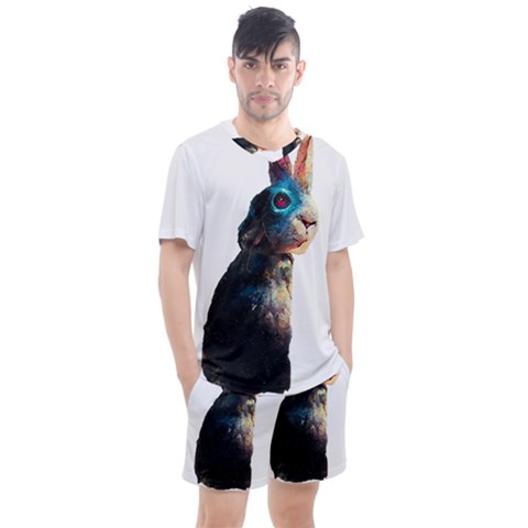 Rabbit T-shirtrabbit Watercolor Painting #rabbit T-shirt (3) Men s Mesh T-shirt And Shorts Set by EnriqueJohnson