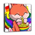 Gay Pride T- Shirt Gay Pride Kawaii Fox Ramen Noodles Rainbow Flag T- Shirt Mini Canvas 8  x 8  (Stretched) View1