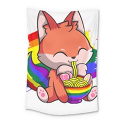 Gay Pride T- Shirt Gay Pride Kawaii Fox Ramen Noodles Rainbow Flag T- Shirt Small Tapestry by ZUXUMI