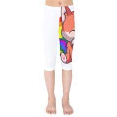 Gay Pride T- Shirt Gay Pride Kawaii Fox Ramen Noodles Rainbow Flag T- Shirt Kids  Capri Leggings  by ZUXUMI