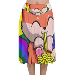 Gay Pride T- Shirt Gay Pride Kawaii Fox Ramen Noodles Rainbow Flag T- Shirt Velvet Flared Midi Skirt by ZUXUMI