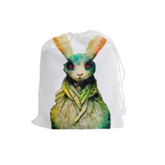 Rabbit T-shirtrabbit Watercolor Painting #rabbit T-shirt (5) Drawstring Pouch (Large)