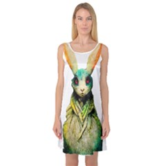 Rabbit T-shirtrabbit Watercolor Painting #rabbit T-shirt (5) Sleeveless Satin Nightdress