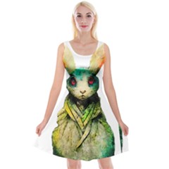 Rabbit T-shirtrabbit Watercolor Painting #rabbit T-shirt (5) Reversible Velvet Sleeveless Dress