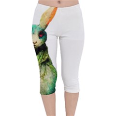 Rabbit T-shirtrabbit Watercolor Painting #rabbit T-shirt (5) Velvet Capri Leggings 