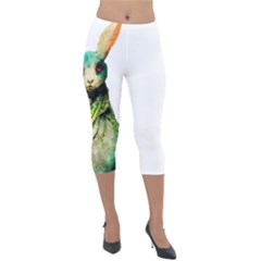 Rabbit T-shirtrabbit Watercolor Painting #rabbit T-shirt (5) Lightweight Velour Capri Leggings 