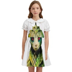 Rabbit T-shirtrabbit Watercolor Painting #rabbit T-shirt (5) Kids  Bow Tie Puff Sleeve Dress