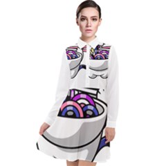 Genderfluid T- Shirt Genderfluid Pride Kawaii Car Ramen Noodles Genderfluid Flag T- Shirt Long Sleeve Chiffon Shirt Dress by ZUXUMI