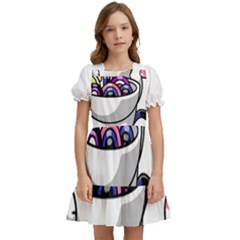 Genderfluid T- Shirt Genderfluid Pride Kawaii Car Ramen Noodles Genderfluid Flag T- Shirt Kids  Puff Sleeved Dress by ZUXUMI