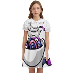 Genderfluid T- Shirt Genderfluid Pride Kawaii Car Ramen Noodles Genderfluid Flag T- Shirt Kids  Bow Tie Puff Sleeve Dress by ZUXUMI