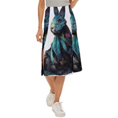 Rabbit T-shirtrabbit Watercolor Painting #rabbit T-shirt Midi Panel Skirt by EnriqueJohnson