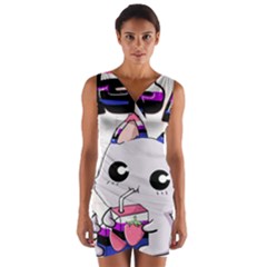 Genderfluid T- Shirt Genderfluid Pride Kawaii Cat Strawberry Milk T- Shirt Wrap Front Bodycon Dress by ZUXUMI