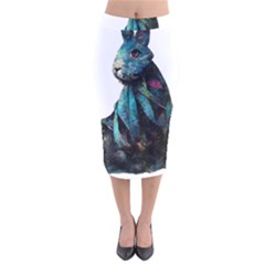 Rabbit T-shirtrabbit Watercolor Painting #rabbit T-shirt Velvet Midi Pencil Skirt by EnriqueJohnson