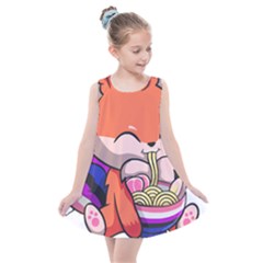 Genderfluid T- Shirt Genderfluid Pride Kawaii Fox Ramen Noodles Genderfluid Flag T- Shirt Kids  Summer Dress by ZUXUMI