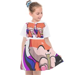 Genderfluid T- Shirt Genderfluid Pride Kawaii Fox Ramen Noodles Genderfluid Flag T- Shirt Kids  Sailor Dress by ZUXUMI