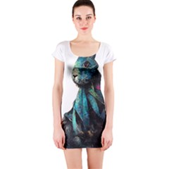 Rabbit T-shirtrabbit Watercolor Painting #rabbit T-shirt Short Sleeve Bodycon Dress by EnriqueJohnson