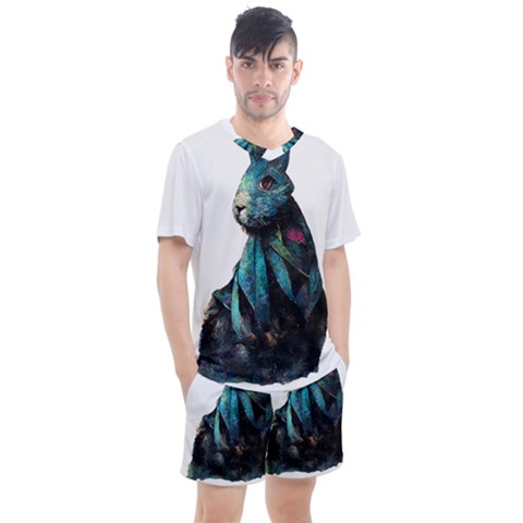 Rabbit T-shirtrabbit Watercolor Painting #rabbit T-shirt Men s Mesh T-shirt And Shorts Set by EnriqueJohnson