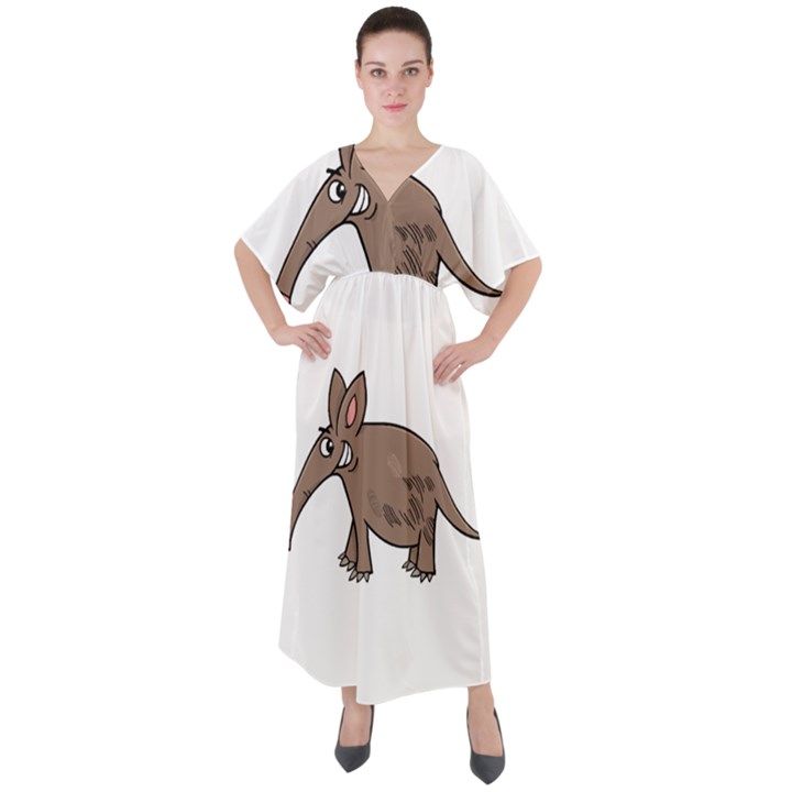 Aardvark  Shirt Steal Your Heart Aardvark 02  Shirt4 V-Neck Boho Style Maxi Dress