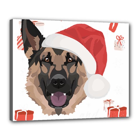 German Shepherd T- Shirt German Shepherd Merry Christmas T- Shirt (2) Canvas 20  X 16  (stretched) by ZUXUMI