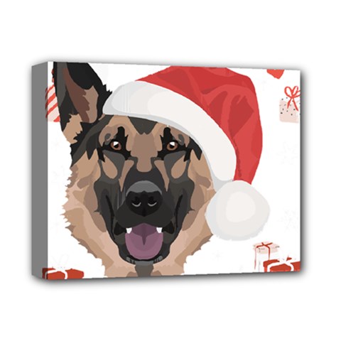 German Shepherd T- Shirt German Shepherd Merry Christmas T- Shirt (2) Deluxe Canvas 14  X 11  (stretched) by ZUXUMI