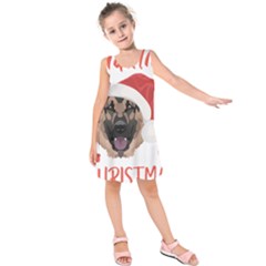 German Shepherd T- Shirt German Shepherd Merry Christmas T- Shirt (2) Kids  Sleeveless Dress by ZUXUMI