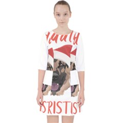 German Shepherd T- Shirt German Shepherd Merry Christmas T- Shirt (2) Quarter Sleeve Pocket Dress by ZUXUMI