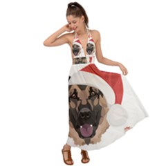 German Shepherd T- Shirt German Shepherd Merry Christmas T- Shirt (2) Backless Maxi Beach Dress by ZUXUMI