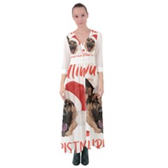 German Shepherd T- Shirt German Shepherd Merry Christmas T- Shirt (2) Button Up Maxi Dress by ZUXUMI