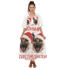 German Shepherd T- Shirt German Shepherd Merry Christmas T- Shirt (2) Kimono Sleeve Boho Dress by ZUXUMI