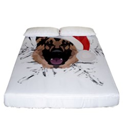 German Shepherd T- Shirt German Shepherd Merry Christmas T- Shirt (3) Fitted Sheet (california King Size) by ZUXUMI