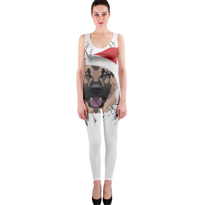 German Shepherd T- Shirt German Shepherd Merry Christmas T- Shirt (3) One Piece Catsuit