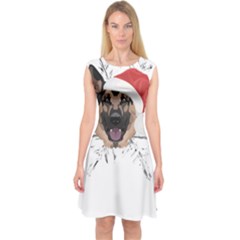 German Shepherd T- Shirt German Shepherd Merry Christmas T- Shirt (3) Capsleeve Midi Dress by ZUXUMI