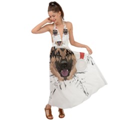 German Shepherd T- Shirt German Shepherd Merry Christmas T- Shirt (3) Backless Maxi Beach Dress by ZUXUMI