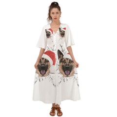 German Shepherd T- Shirt German Shepherd Merry Christmas T- Shirt (3) Kimono Sleeve Boho Dress by ZUXUMI