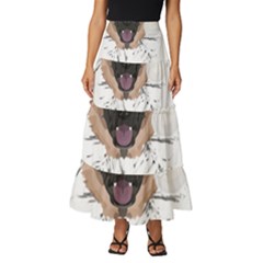 German Shepherd T- Shirt German Shepherd Merry Christmas T- Shirt (3) Tiered Ruffle Maxi Skirt by ZUXUMI