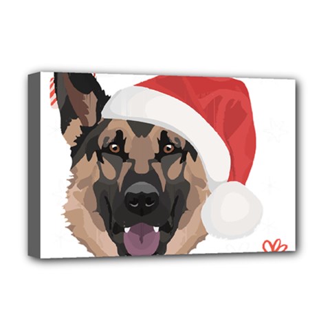 German Shepherd T- Shirt German Shepherd Merry Christmas T- Shirt (4) Deluxe Canvas 18  X 12  (stretched) by ZUXUMI