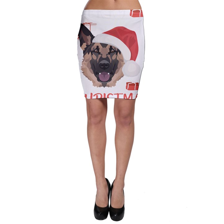 German Shepherd T- Shirt German Shepherd Merry Christmas T- Shirt (4) Bodycon Skirt