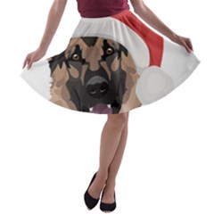 German Shepherd T- Shirt German Shepherd Merry Christmas T- Shirt (4) A-line Skater Skirt by ZUXUMI