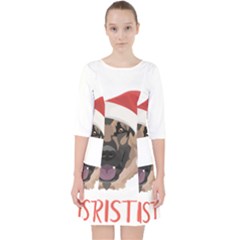 German Shepherd T- Shirt German Shepherd Merry Christmas T- Shirt (4) Quarter Sleeve Pocket Dress by ZUXUMI