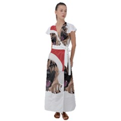 German Shepherd T- Shirt German Shepherd Merry Christmas T- Shirt (6) Flutter Sleeve Maxi Dress by ZUXUMI