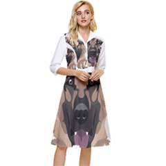 German Shepherd T- Shirt German Shepherd Merry Christmas T- Shirt (6) Classy Knee Length Dress by ZUXUMI