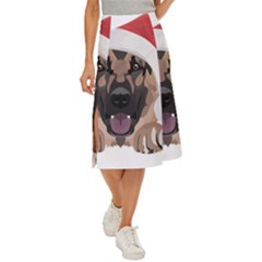 German Shepherd T- Shirt German Shepherd Merry Christmas T- Shirt (6) Midi Panel Skirt by ZUXUMI